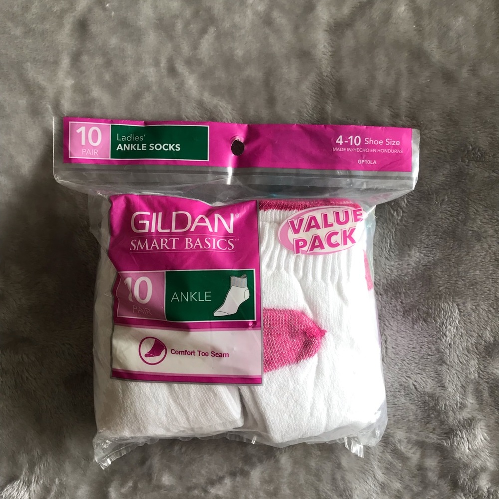 Women’s 10 pack Gildan Ankle Socks 4-10